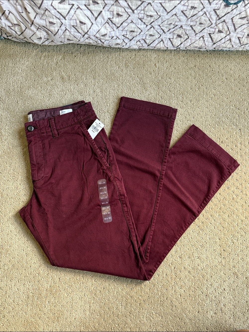 *NWT* Gap Flex Mid Rise Slim Vintage Wash Chinos, Pinot Noir, Sz 30 Slim